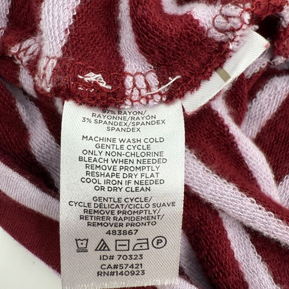 Lou Grey Dress Women XS Red Striped Long Sleeve Terry Super Soft Comfy Stretch - Picture 8 of 11